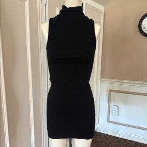 Black Sleeveless Turtleneck Dress